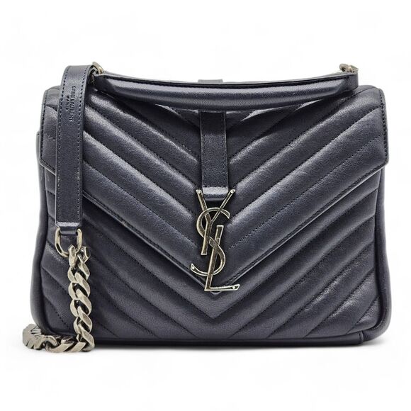 Saint Laurent College Medium Chain Bag - Leather - Blue *preloved - Picture 1 of 14